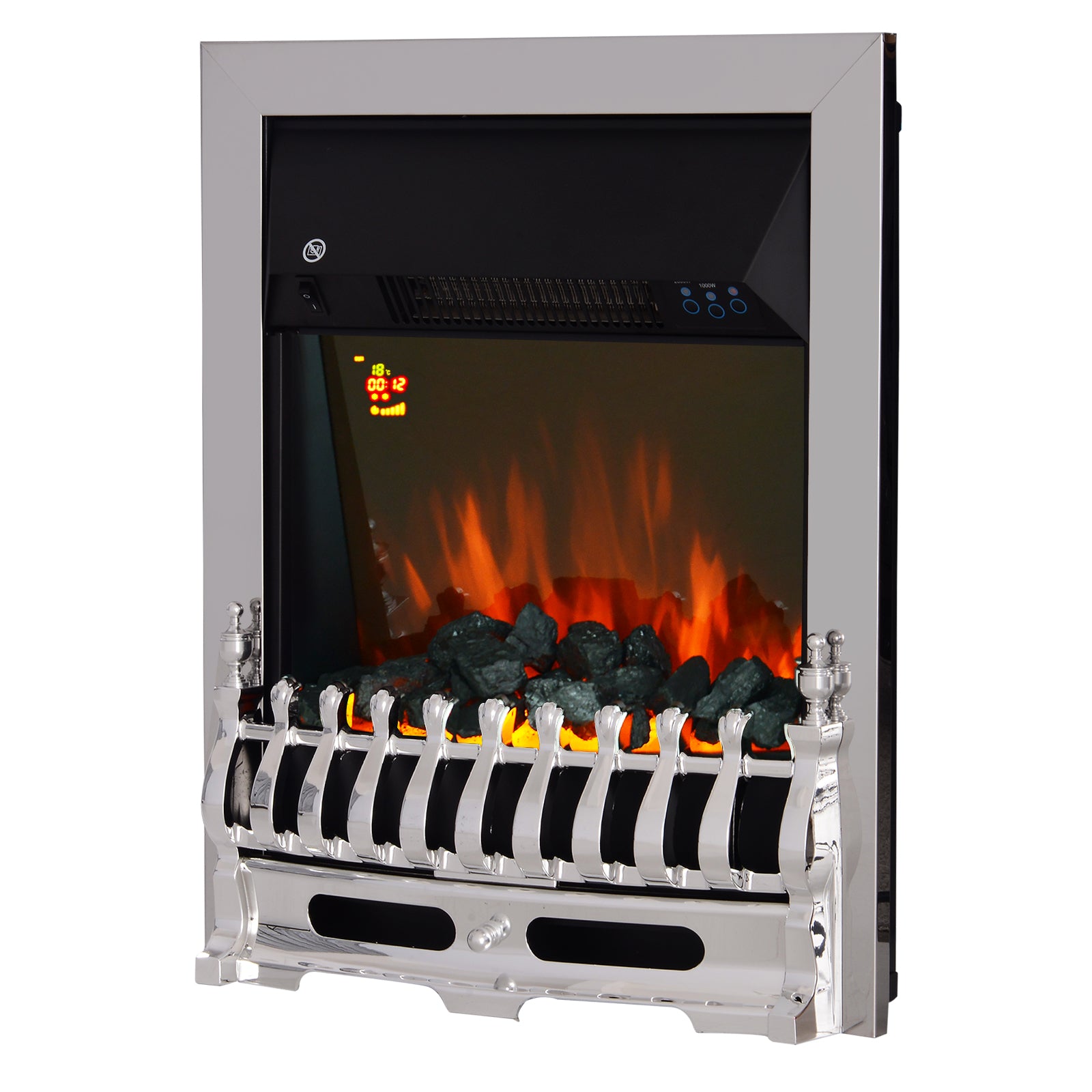 LED Flame Electric Fire Place in Silver-0