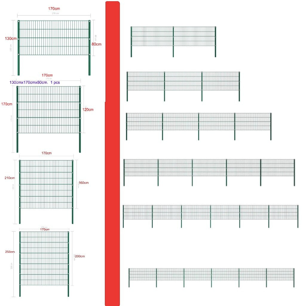 Fence Panel with green iron pillars-1