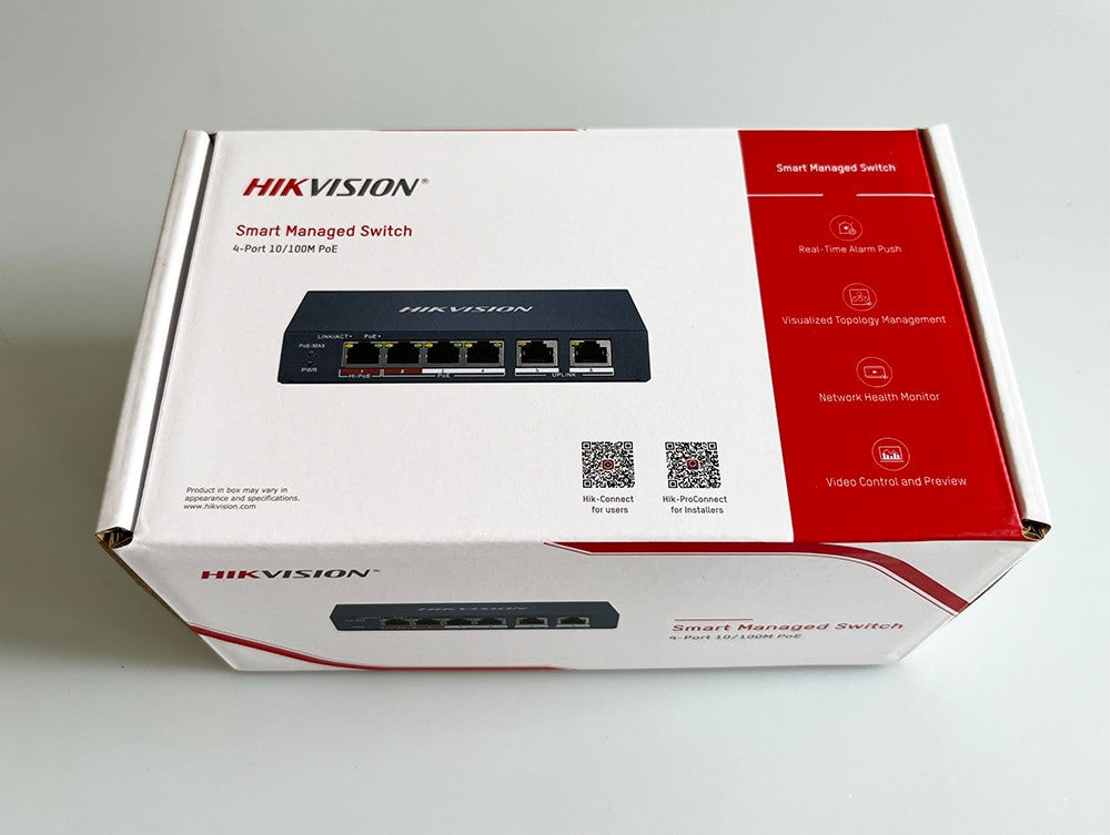 Hikvision 4 Ports Fast Ethernet Smart POE Switch 100 Mbps Network and PoE RJ45-1